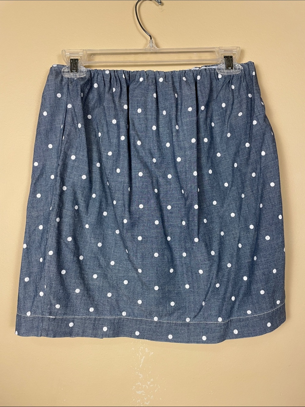 Crewcuts Youth Girls’ Chambray Blue White Polka Dots Pull-On A-Line Skirt